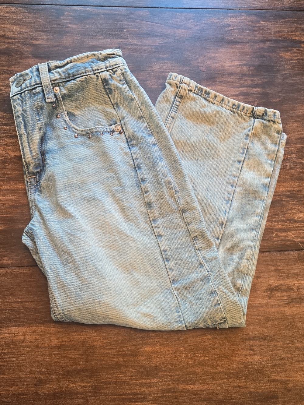 Aeropostale Light Blue Barrel Women's Jeans with Stud Detail Size 000